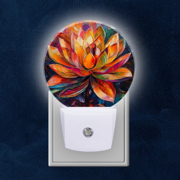 Round LED Night Lights Lamp with Dusk to Dawn Sensor, The Allure Of Flower In Chromatic Explosion Night Light Plug Into Wall for Kids Room, Bedroom, Bathroom, Kitchen, Hallway