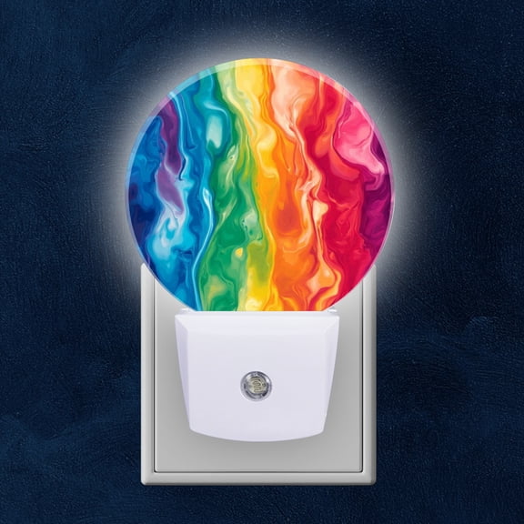 Round LED Night Lights Lamp with Dusk to Dawn Sensor, Dreamcatcher'S Allure In Mosaic Of Sunset Hues Night Light Plug Into Wall for Kids Room, Bedroom, Bathroom, Kitchen, Hallway