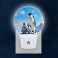 thumbnail image 1 of Round LED Night Lights Lamp with Dusk to Dawn Sensor, Family Of Penguins Standing On Ice Floe Night Light Plug Into Wall for Kids Room, Bedroom, Bathroom, Kitchen, Hallway, 1 of 4