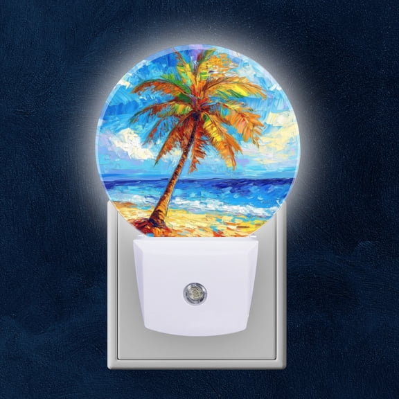 Round LED Night Lights Lamp with Dusk to Dawn Sensor, Glass Panels' Allure In Burst Of Vivid Colors Night Light Plug Into Wall for Kids Room, Bedroom, Bathroom, Kitchen, Hallway