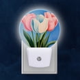 thumbnail image 1 of Round LED Night Lights Lamp with Dusk to Dawn Sensor, Gorgeous Pastel - Toned Tulips Night Light Plug Into Wall for Kids Room, Bedroom, Bathroom, Kitchen, Hallway, 1 of 4