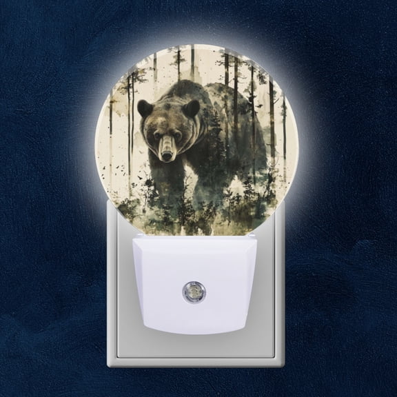 Round LED Night Lights Lamp with Dusk to Dawn Sensor, Kitten In Cosmic Color Burst With Rocket Night Light Plug Into Wall for Kids Room, Bedroom, Bathroom, Kitchen, Hallway