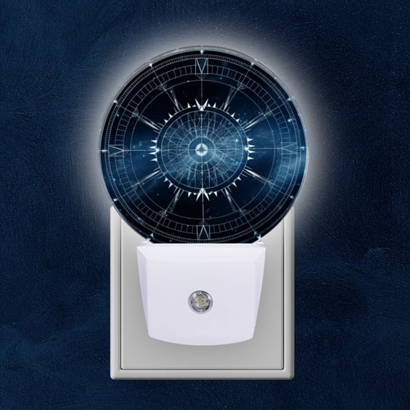 Round LED Night Lights Lamp with Dusk to Dawn Sensor, The Mysterious Allure Of Futuristic Astrolabe Night Light Plug Into Wall for Kids Room, Bedroom, Bathroom, Kitchen, Hallway