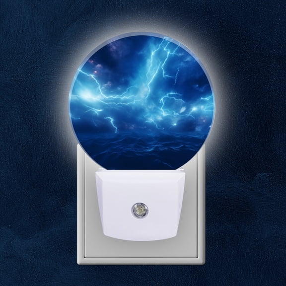 Round LED Night Lights Lamp with Dusk to Dawn Sensor, The Mysterious Allure Of Oceanic Lightning Night Light Plug Into Wall for Kids Room, Bedroom, Bathroom, Kitchen, Hallway