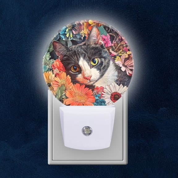 Round LED Night Lights Lamp with Dusk to Dawn Sensor, Seashells In Peaceful, Beach Themed Artistic Reverie Night Light Plug Into Wall for Kids Room, Bedroom, Bathroom, Kitchen, Hallway