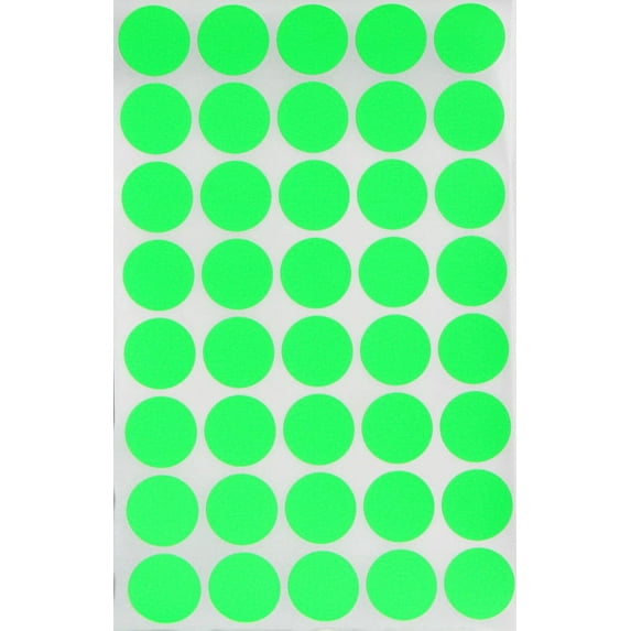 Round Labels 3/4 inch Colored Dot Stickers 19mm in Neon Green - 1000 Pack by Royal Green