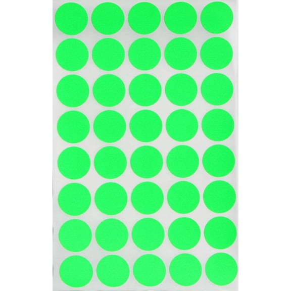 Round Labels 3/4 inch Colored Dot Stickers 19mm in Neon Green - 1000 Pack by Royal Green