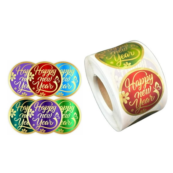 Round Labels Sticker Happy New Year Sticker Self-Adhesive Sticker Labels