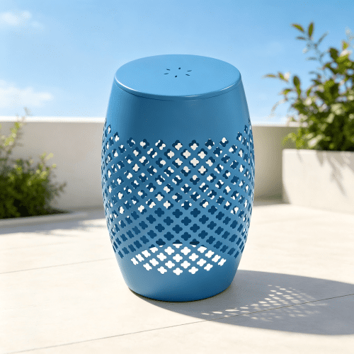 Round Lace-Cut Side Table, Modern Compact End Table Waterproof Rustproof, Outdoor Patio Table for Living Room Garden Yard Decor