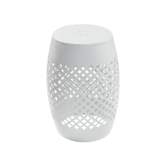 Round Lace-Cut Side Table, Powder-Coated Iron Accent Table, Modern Compact End Table Waterproof Rustproof, Low Maintenance Outdoor Patio Table for Living Room Garden Yard Decor, 3 Colors Available