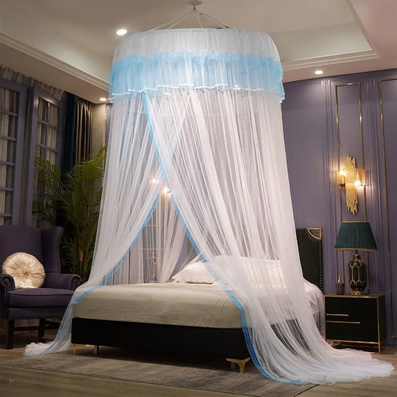 Round Lace Dome Mosquito Net Canopy Bed Curtain for Bedroom Indoor Outdoor Decor with Ceiling Hook, 1 Count