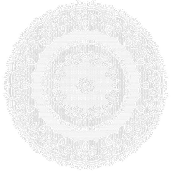 Round Lace Tablecloth, 70 Inch Floral Crochet Table Cover, Vintage Sheer Lace Tablecloth with Scalloped Edge, Elegant Table Topper for Wedding, Party, Dining Room, Home Decor
