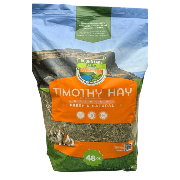 Round Lake Farms Timothy Hay, Premium Small Animal Food, 48 Oz Bag
