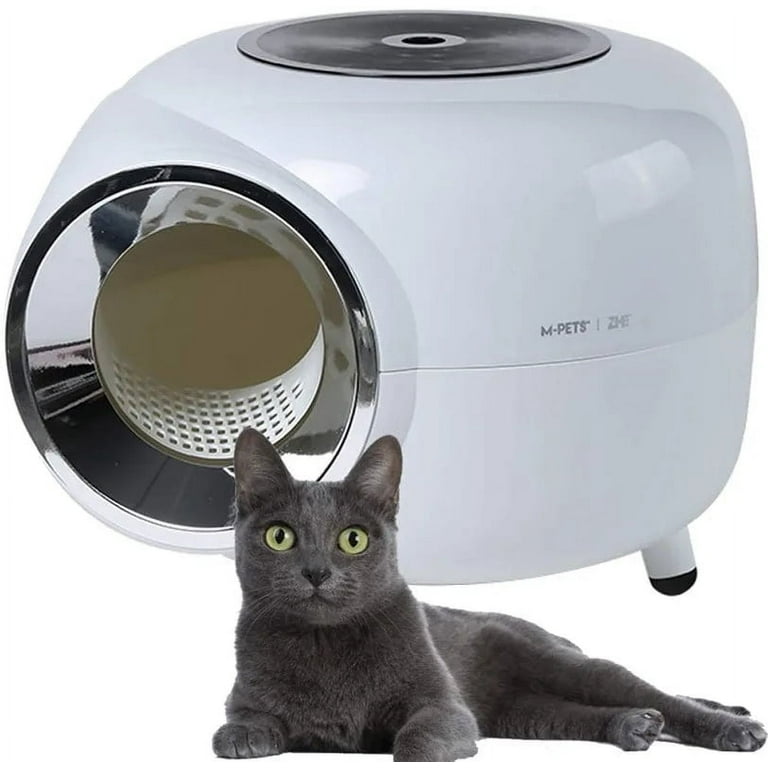 Round Large Cat Toilet with Pet Plastic Scoop Record Player Appearance Fully Enclosed Cat Litter Box for cats pets under 10kg Walmart