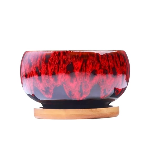 Round Large Shallow Succulent Ceramic Glazed Planter Pots with Drainage Hole, Bonsai Pots Garden Decorative Cactus Stand Flower Container