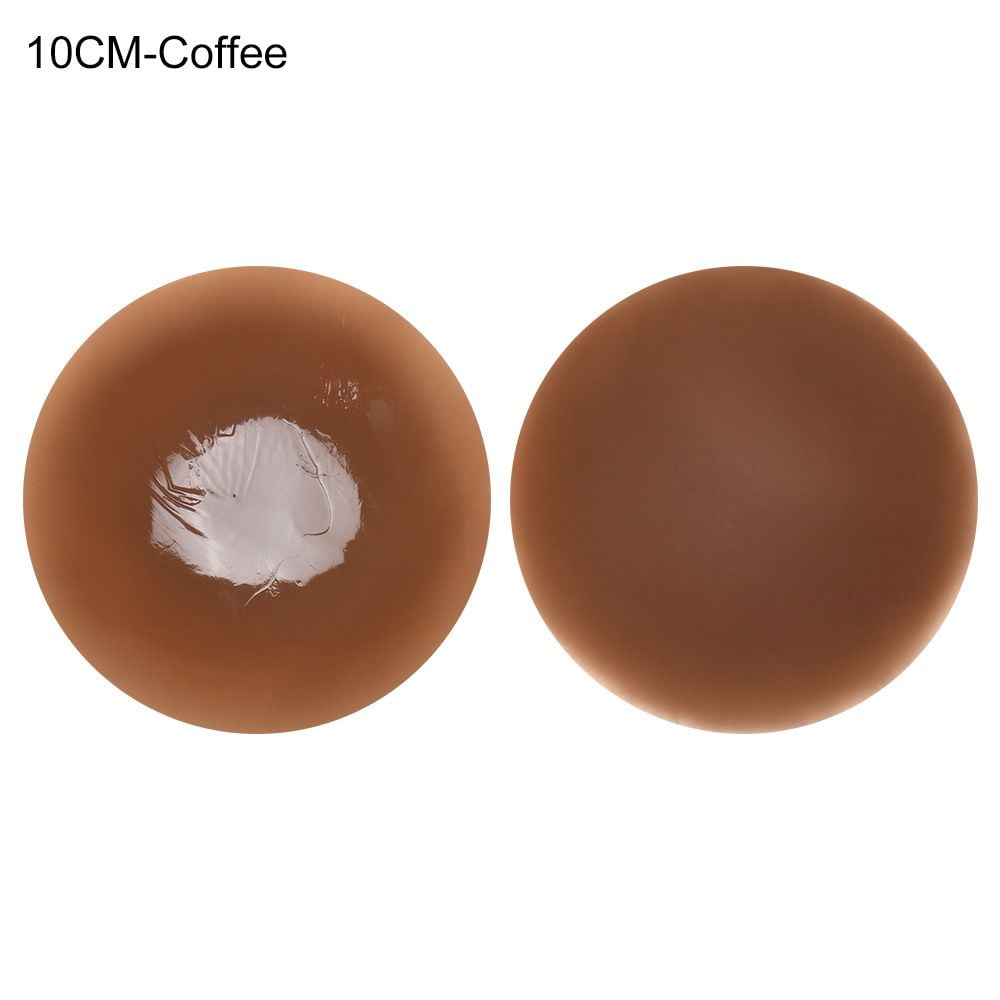 Round Large Sticky Chest Paste Adhesive Nipple Covers Breast Nippleless  Covers Womens Silicone Pasties 10CM COFFEE 