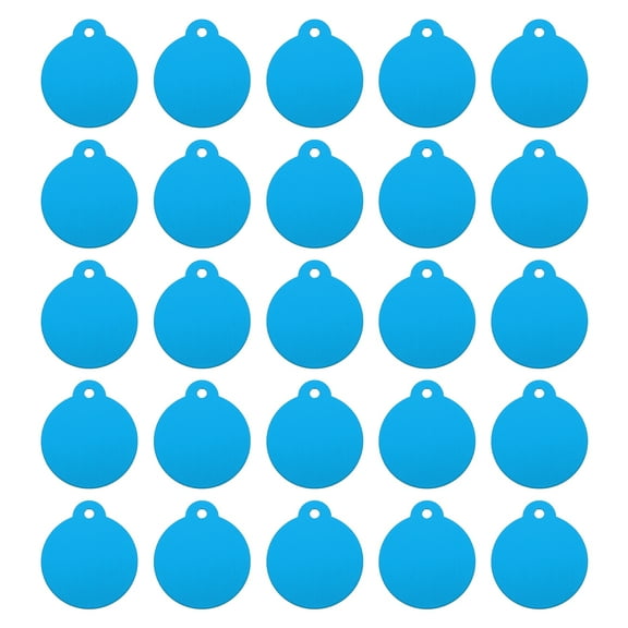 Round Laser Engraving Blanks Tags, Stamping Blank Tag Dog ID Tag, Lake Blue Blank Tag for Pet, Craft Tag, 25pcs