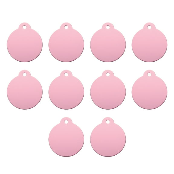 Round Laser Engraving Blanks Tags, Stamping Blank Tag Dog ID Tag, Pink Blank Tag for Pet, Craft Tag, 10pcs