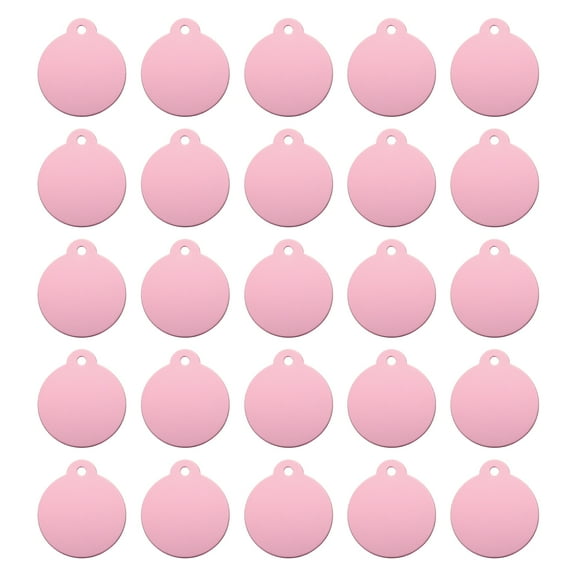 Round Laser Engraving Blanks Tags, Stamping Blank Tag Dog ID Tag, Pink Blank Tag for Pet, Craft Tag, 25pcs