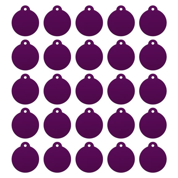 Round Laser Engraving Blanks Tags, Stamping Blank Tag Dog ID Tag, Purple Blank Tag for Pet, Craft Tag, 25pcs