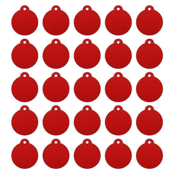 Round Laser Engraving Blanks Tags, Stamping Blank Tag Dog ID Tag, Red Blank Tag for Pet, Craft Tag, 25pcs