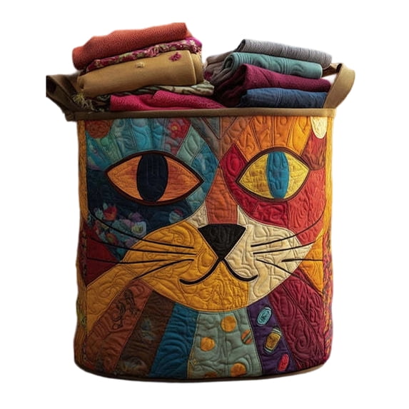 Round Laundry Basket with Quilting, Large Capacity Fabric Storage Basket, Dirty Clothes Organizer for Home, Bedroom, Bathroom, Laundry Room