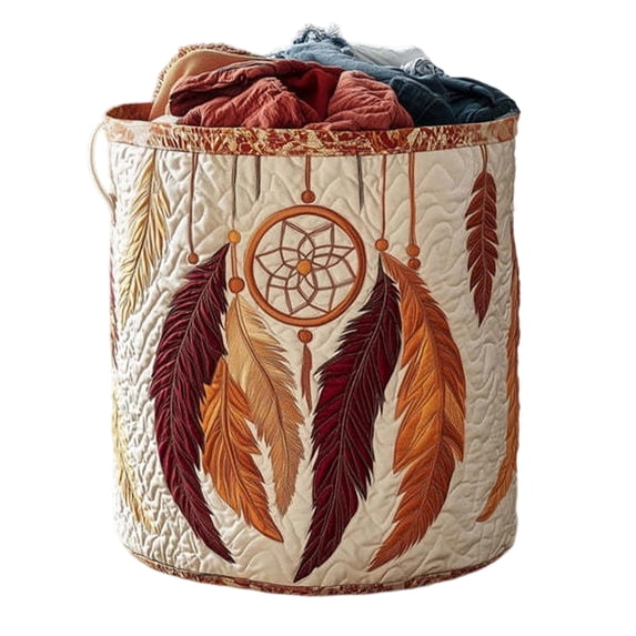 Round Laundry Basket with Quilting, Large Capacity Fabric Storage Basket, Dirty Clothes Organizer for Home, Bedroom, Bathroom, Laundry Room