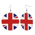 thumbnail image 1 of Round Leathe Dangle Earrings For Women British Flag Britain English England Circle Shape Drop Earrings Jewelry, 1 of 6