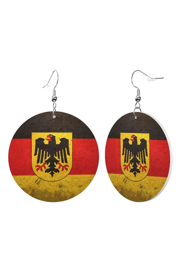 Round Leathe Dangle Earrings For Women German Eagle Flag Circle Shape Drop Earrings Jewelry