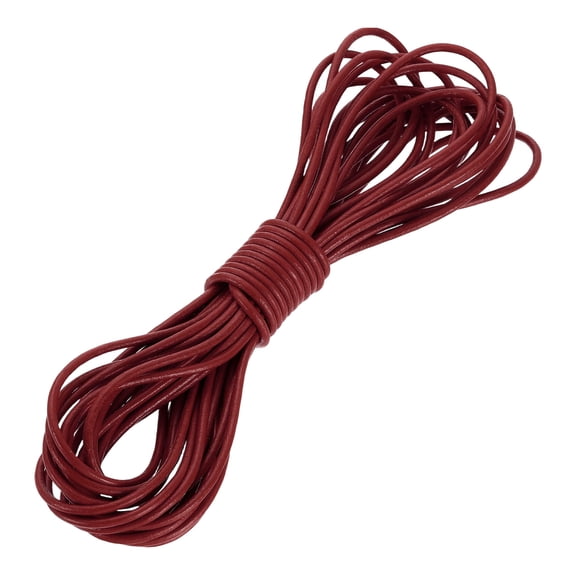 RoundLeatherCord,11Yard3 mmLeatherStringStripsLacingforDIYCraftsMakingBraceletPurseStrap,Wine Red