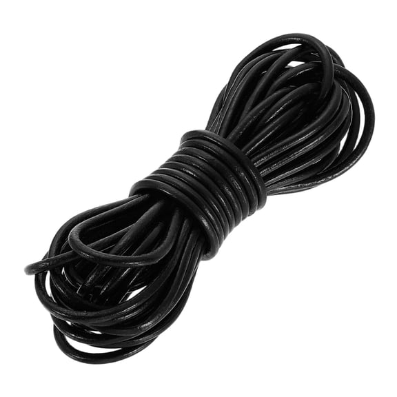 RoundLeatherCord,5.5Yard3 mmLeatherStringStripsLacingforDIYCraftsMakingBraceletPurseStrap,Black