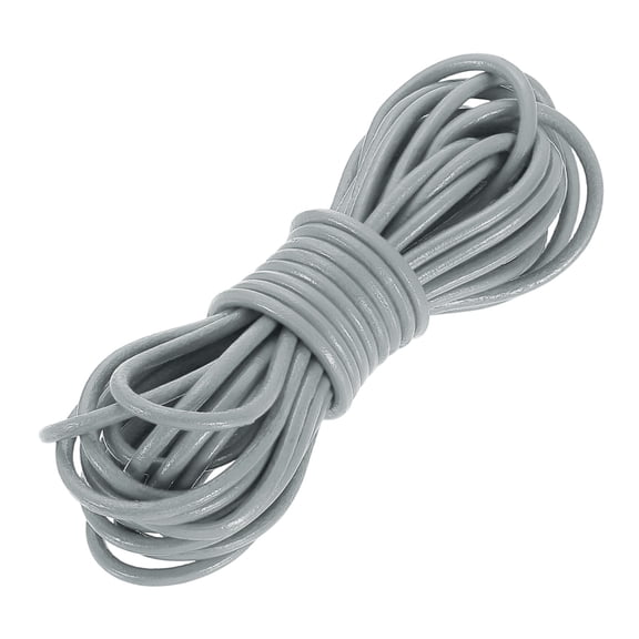 RoundLeatherCord,5.5Yard3 mmLeatherStringStripsLacingforDIYCraftsMakingBraceletPurseStrap,Gray
