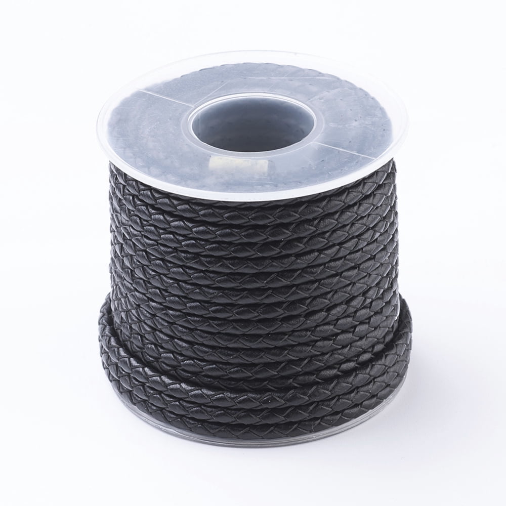 Round Leather Cord Leather String for Bracelet Making Black 3mm about 10.93 yards(10m)/roll DIY