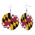 thumbnail image 1 of Round Leather Earrings For Women Maryland Flag Drop Earrings Lightweight Dangle Earrings, 1 of 6