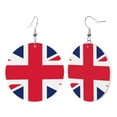 thumbnail image 1 of Round Leather Earrings For Women Union Jack All Uk Flag Drop Earrings Lightweight Dangle Earrings, 1 of 6