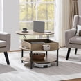 thumbnail image 1 of Round Lift Top Coffee Table with Hidden Compartment & Storage Shelf, 31'' Farmhouse Coffee Table Center Tables, 2-Tier Small Round Dining Table for Living Room Reception Room, Gray, 1 of 6