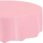 Round Light Pink Plastic Tablecloth, 84"