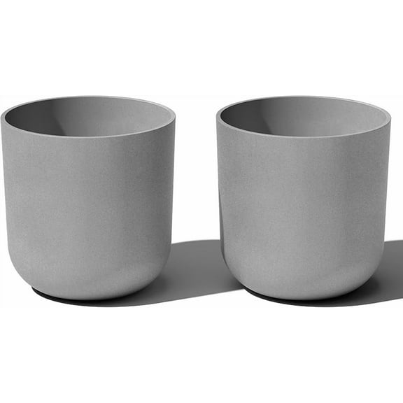 Round Lima Plastic Planter Pots for Indoor/Outdoor Garden Use, Gray, Suitable for Small to Large Succulent Plants, Flowers, Modern Interior Plants