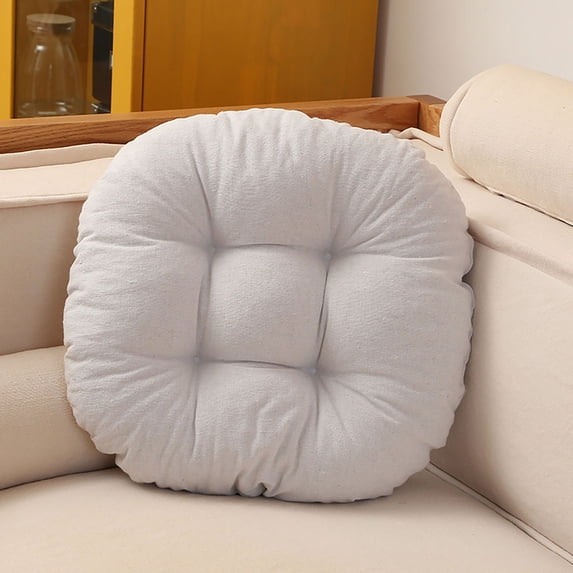 Round Linen Cushion 40cm Seat Pad for Office Chair Breathable