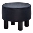 thumbnail image 1 of Round Linen Ottoman Foot Stool – Padded Footrest with Non-Skid Pine Legs, Soft Step Stool for Couch, Desk, Dorm, Office, Hallway Black, 1 of 5