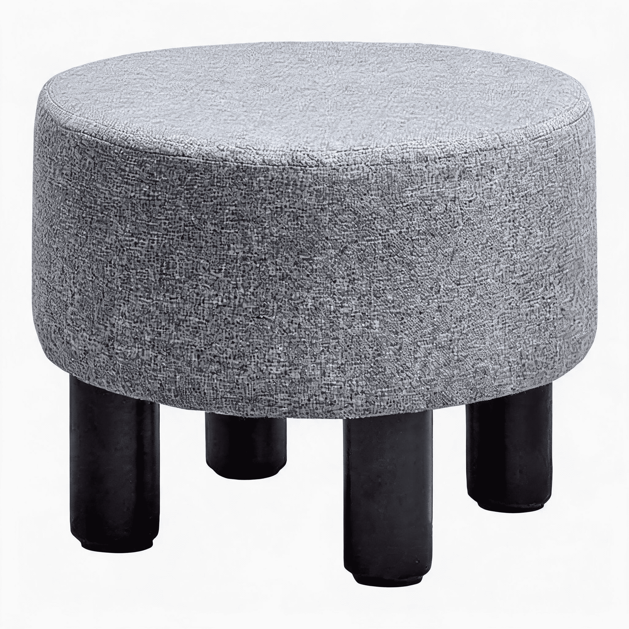 Round Linen Ottoman Foot Stool, Padded Footrest with Non-Skid Pine Legs, Soft Step Stool for Couch, Desk, Dorm, Office, Hallway Dark Grey