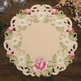 thumbnail image 1 of Round Linen Placemat Doilies European Embroidery for Wedding Dining Room Table Vintage Antique Home Set of 4, 1 of 9