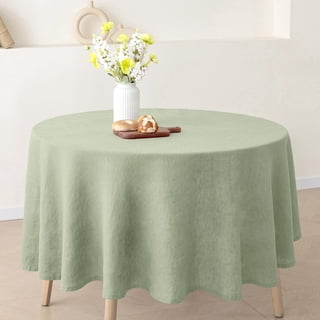 Round Linen Tablecloth 90'' DIA - 100% Pure European Flax Table Cloth - Sage