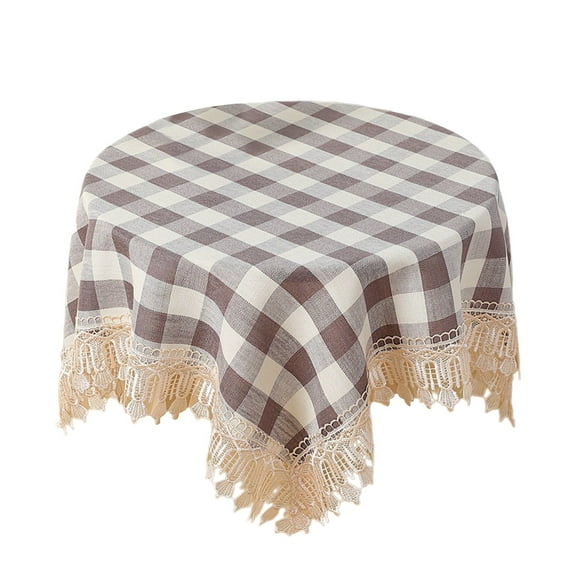 Round Linen Tablecloth Spill-Proof Dining Decor Flax Fabric Wrinkle-Resistant Home Party Cover
