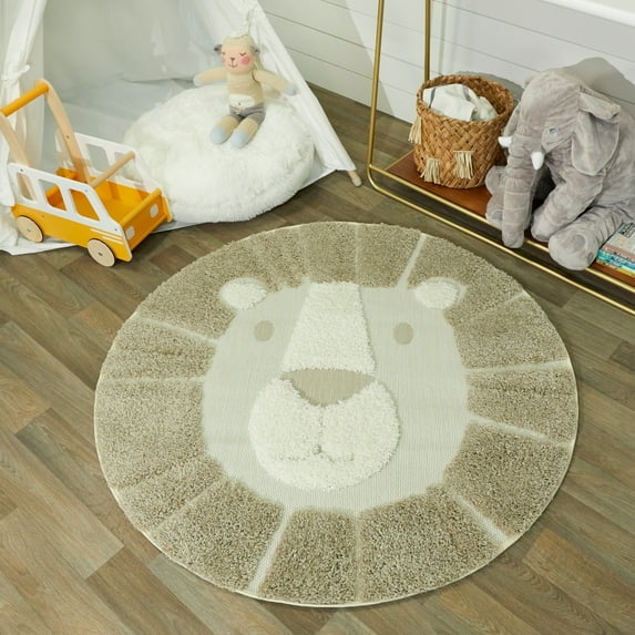 Round Lion Kids Area Rug
