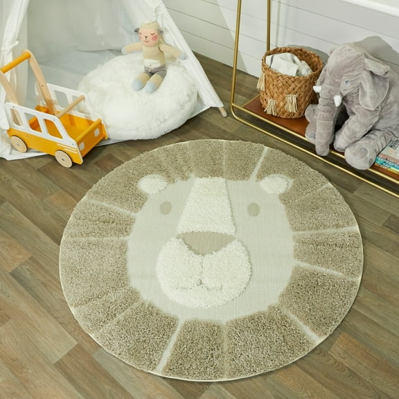 Round Lion Kids Area Rug