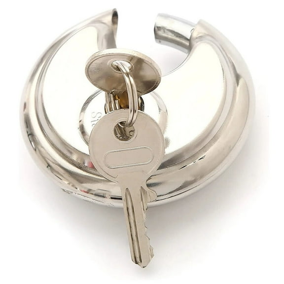 Round Lock Padlock Storage Unit Keyed Stainless Steel Cylinder Waterproof Silver