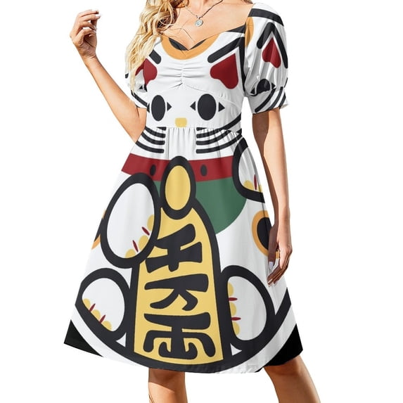 Round Lucky Cat Sleeveless Dress ladies dresses for women 2024 Dance dresses Clothing chic and elegant woman dress