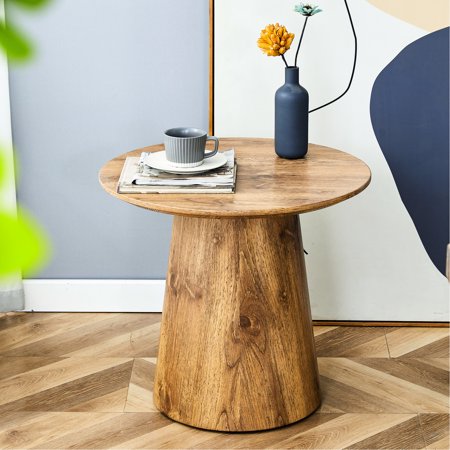 Round MDF Coffee Table | Flexible Matching for Set Combinations | Delicate Wood Grain Texture | Stable Load - Bearing up to 300 Pounds