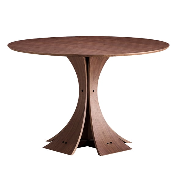 Round MDF Kitchen Table in Walnut / Smooth Surface for Easy Cleaning